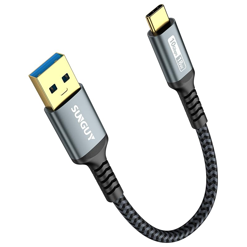 

[Set of 5] SUNGUY USB Type C cable 0.15M USB3.1 Gen2 10Gbps data transfer type c fast charging USB-A to USB-C short 15cm gold plated connectors