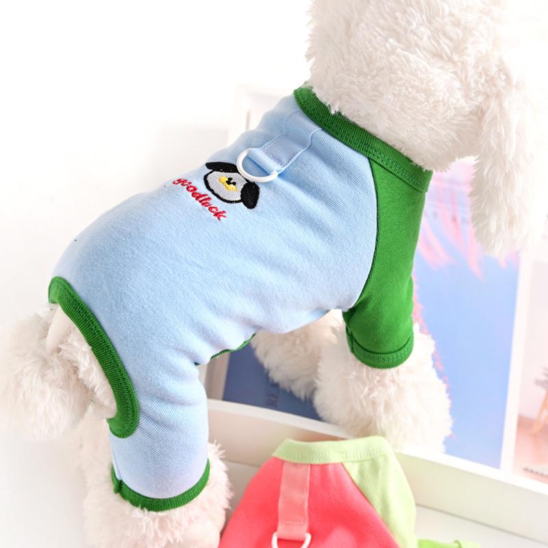 Comfortable cotton pet loungewear teddy than bear dog clothes four-legged pajamas can be towed