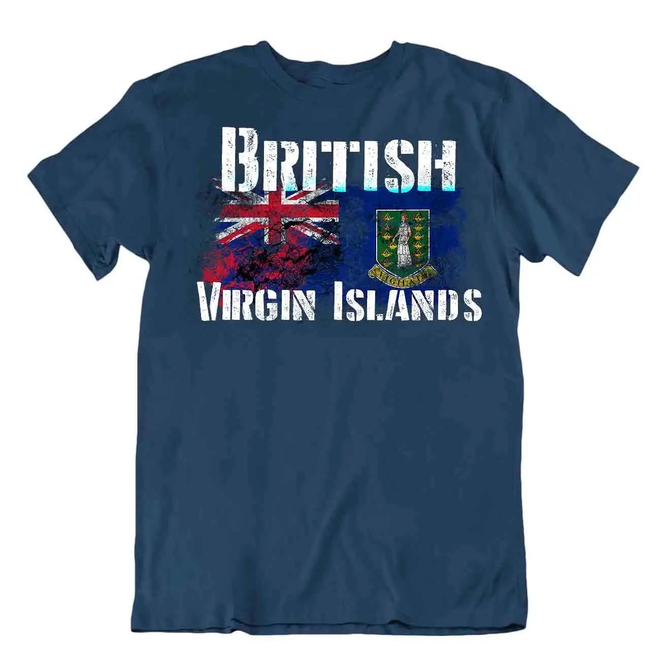 Distressed Coat Of Arms Of The British Virgin Islands Flag Tshirt City Map Mens 100 Cotton Casual Tshirts Loose Top Size S3XL S