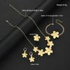 5pcs Vintage Elegant Gold Color Metal Flower Earrings Rings Bracelets Necklace Sets for Women Luxury Banquets Daily Wear Jewelry
