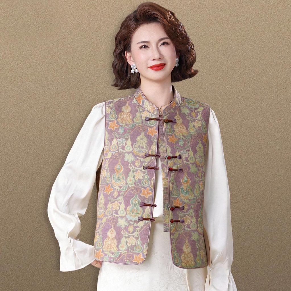 Stylish 2026 Spring & Autumn Vest for Middle-Aged and Elderly Women - Chinese Style