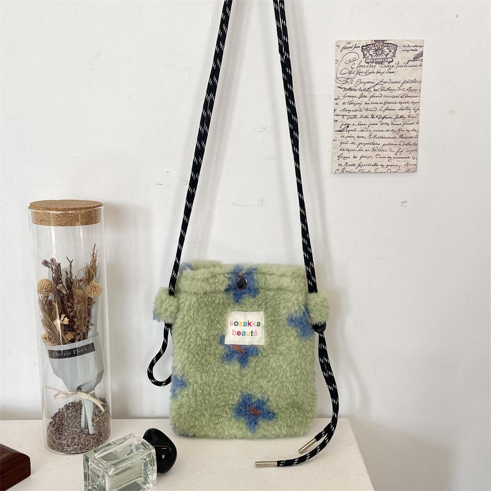 Soft Messenger Bag Plush Flower Commuter Leisure Bag Shopping Underarm Mobile Phone Bag Shoulder Bag