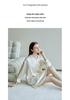Nordic Light Retro Silk Long Sleeve V-Neck Lace-Up Jumpsuit - 100% Mulberry Silk Smooth Sleepwear