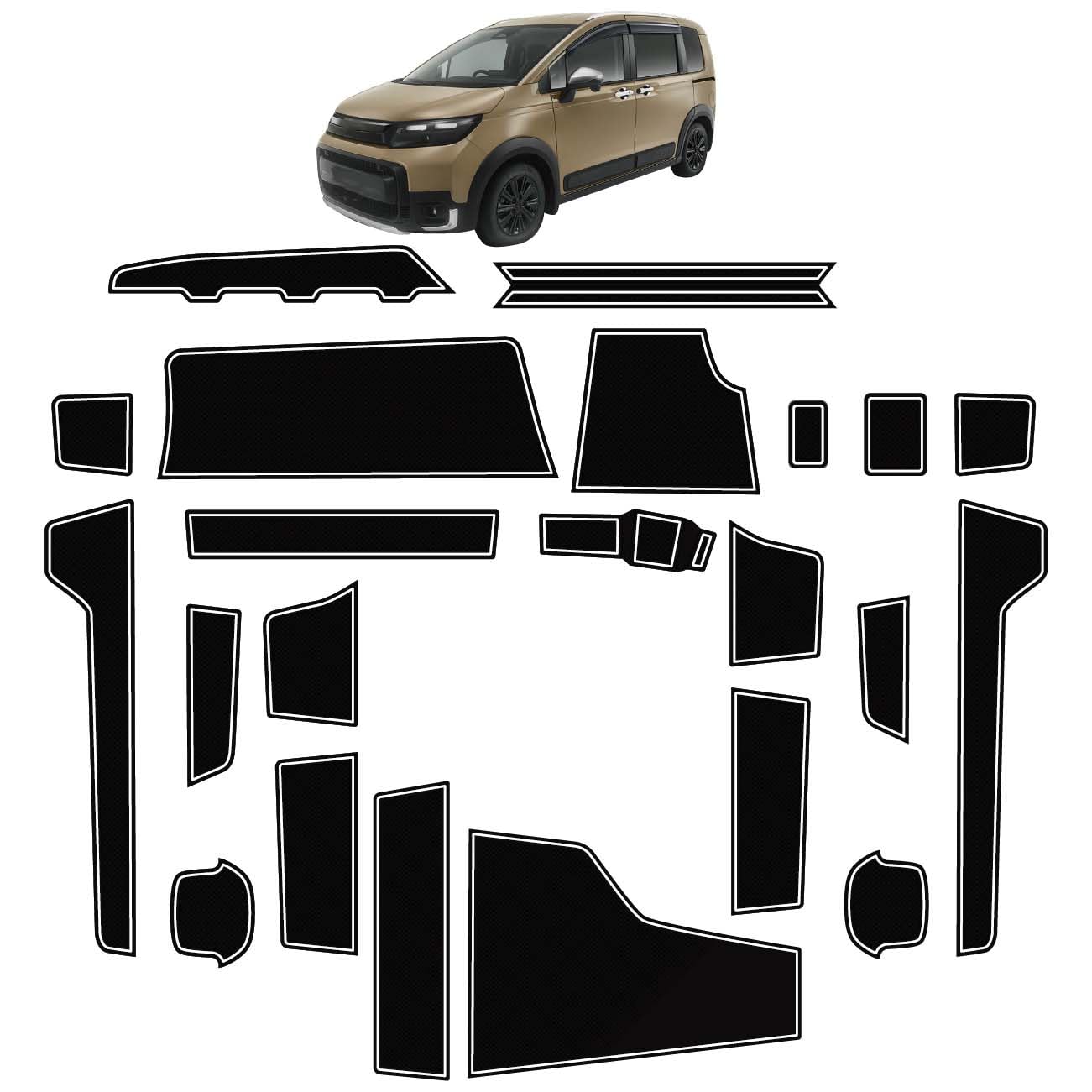 

New Freed interior rubber mats for and Door pocket and floor parts for Prevents noise and 22 (GT type) GT2, 4, 6, 8. Honda. scratches. (CROSSTAR