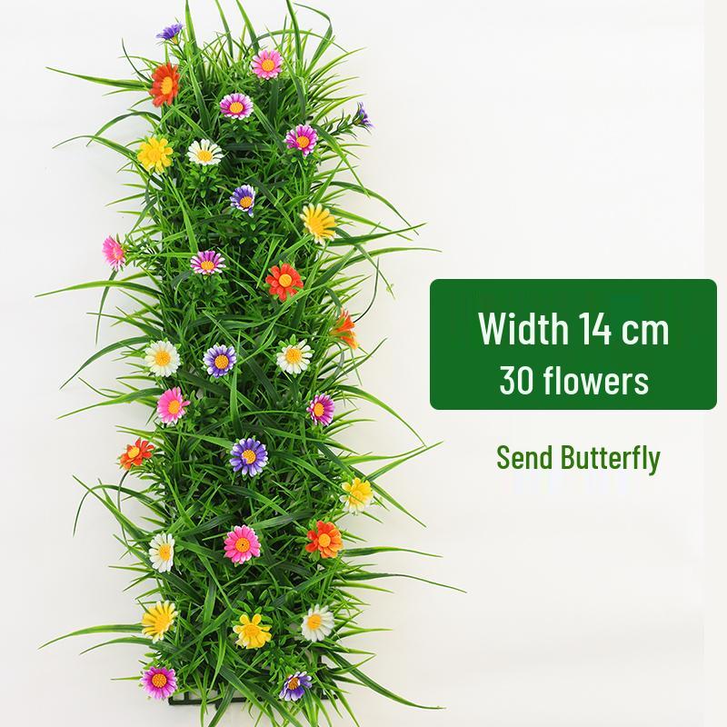 Artificial Green Plant Wall with Flowers - Decorative Turf Mat for Landscaping and Windowsills