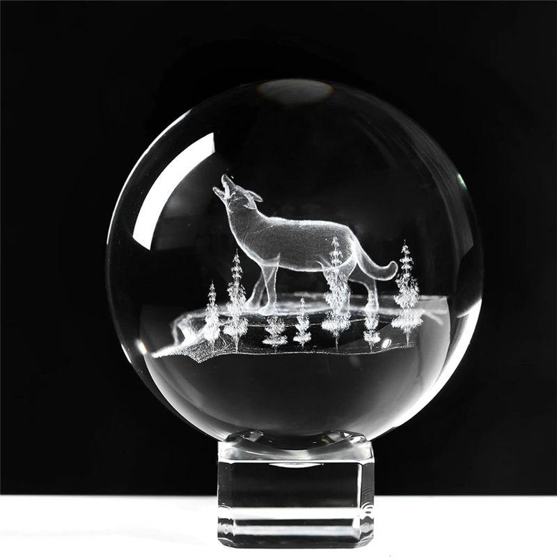 AEE4-3D Laser Engraved Starry Crystal Decorative Ball Figurine 60Mm Glass Sphere Paperweight With Stand Art Decor Crafts