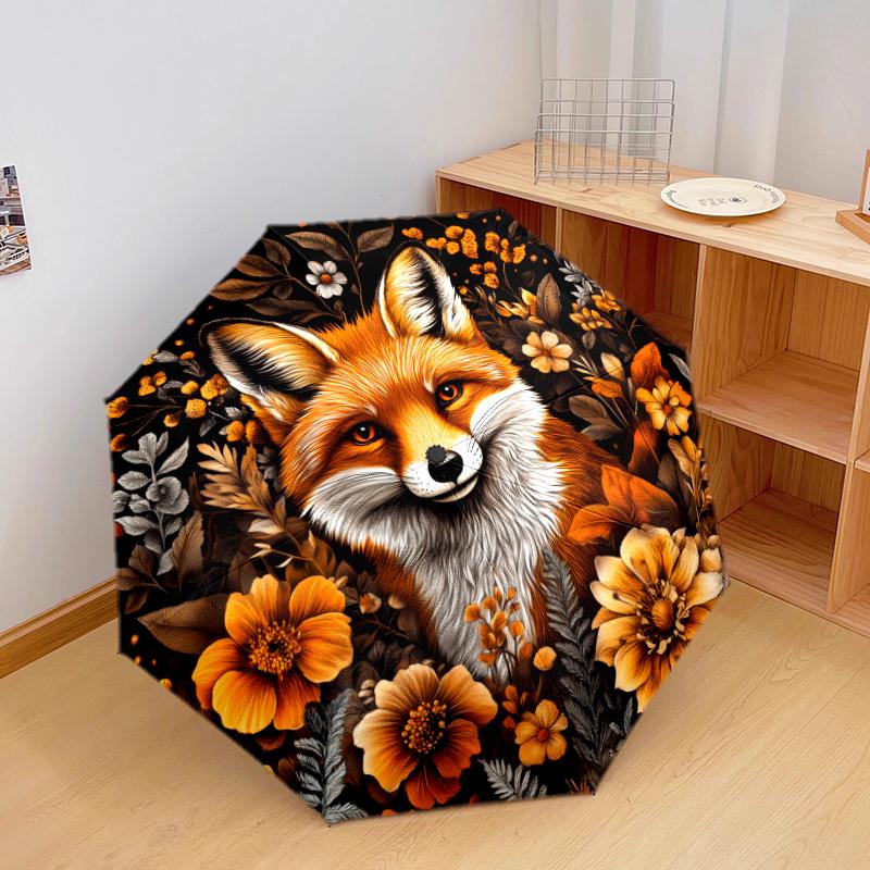 1 PC Automatic Folding Umbrella - Flowers and Animals Pattern, Portable & Foldable Design with 8 Ribs, Christmas Birthday Gifts