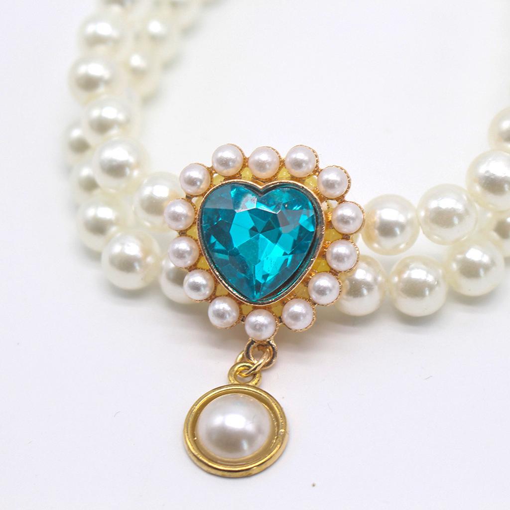 Cute Girl Pearl  Collar  Collars for Girl S with Small Heart Shape Rhinestone Adjustable Length  Collar