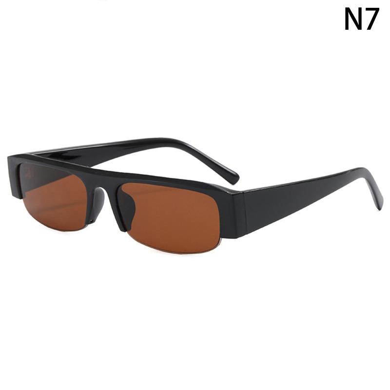 Small Rectangle Women Sunglasses Vintage Clear Lens Men Half Frame Eyewear Shades Uv400