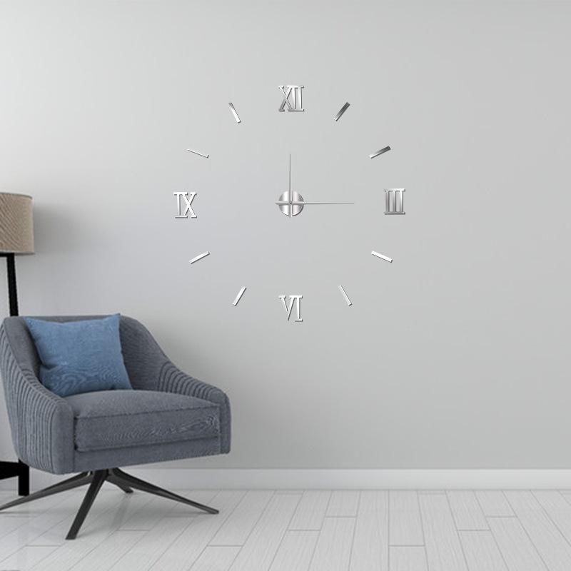 Minimally Designed Living Room Art Clock DIY Silent Wall Clock 3D Three-dimensional Non Perforated Decorative Wall Sticker Clock