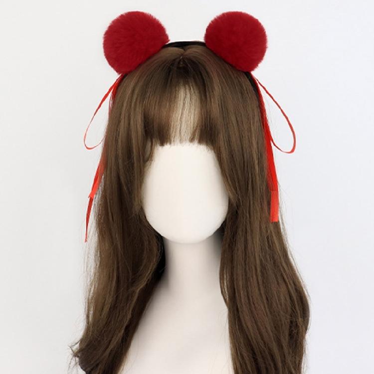 Fashionable Buns Headband Hair Tie With Soft Furry Pompoms Lovely Bowknot Buns Hairhoop For Casual and Cosplay Event