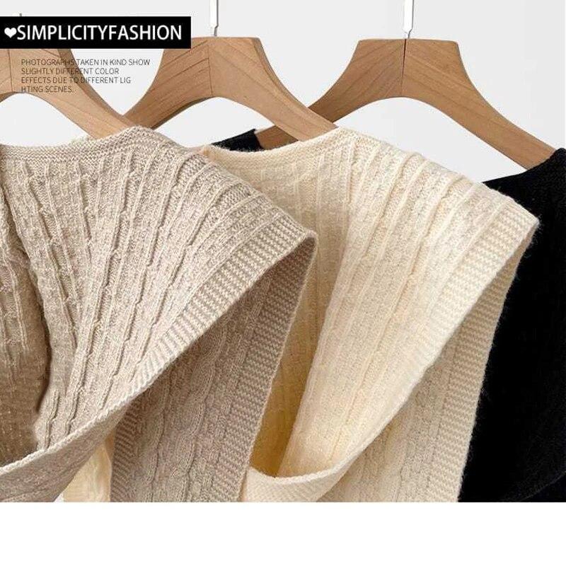 Şal cu glugă tricotat, eşarfă de modă dulce, în aer liber, caldă, confortabilă, de culoare solidă, accesorii tricotate pentru umeri, toamnă iarnă