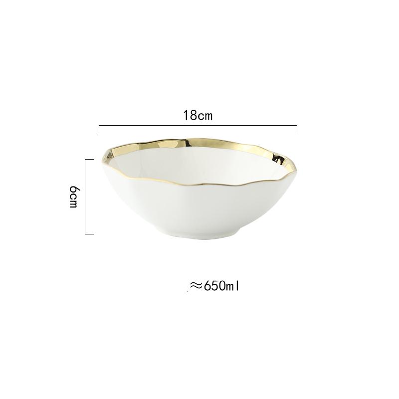 Nordic Golden Stroke Ceramic Plate Light Luxury Black White Pasta Steak Dinner Plates Dessert Dishes Soup Bowls Home Tableware