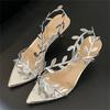 Street Style Fashion PVC Transparent Pointed Toe Women Sandals Street Prom Thin Heels Shoes Summer Zapatos De Mujer