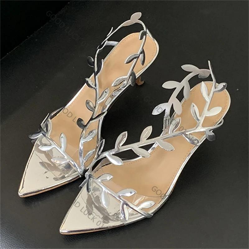 Street Style Fashion PVC Transparent Pointed Toe Women Sandals Street Prom Thin Heels Shoes Summer Zapatos De Mujer