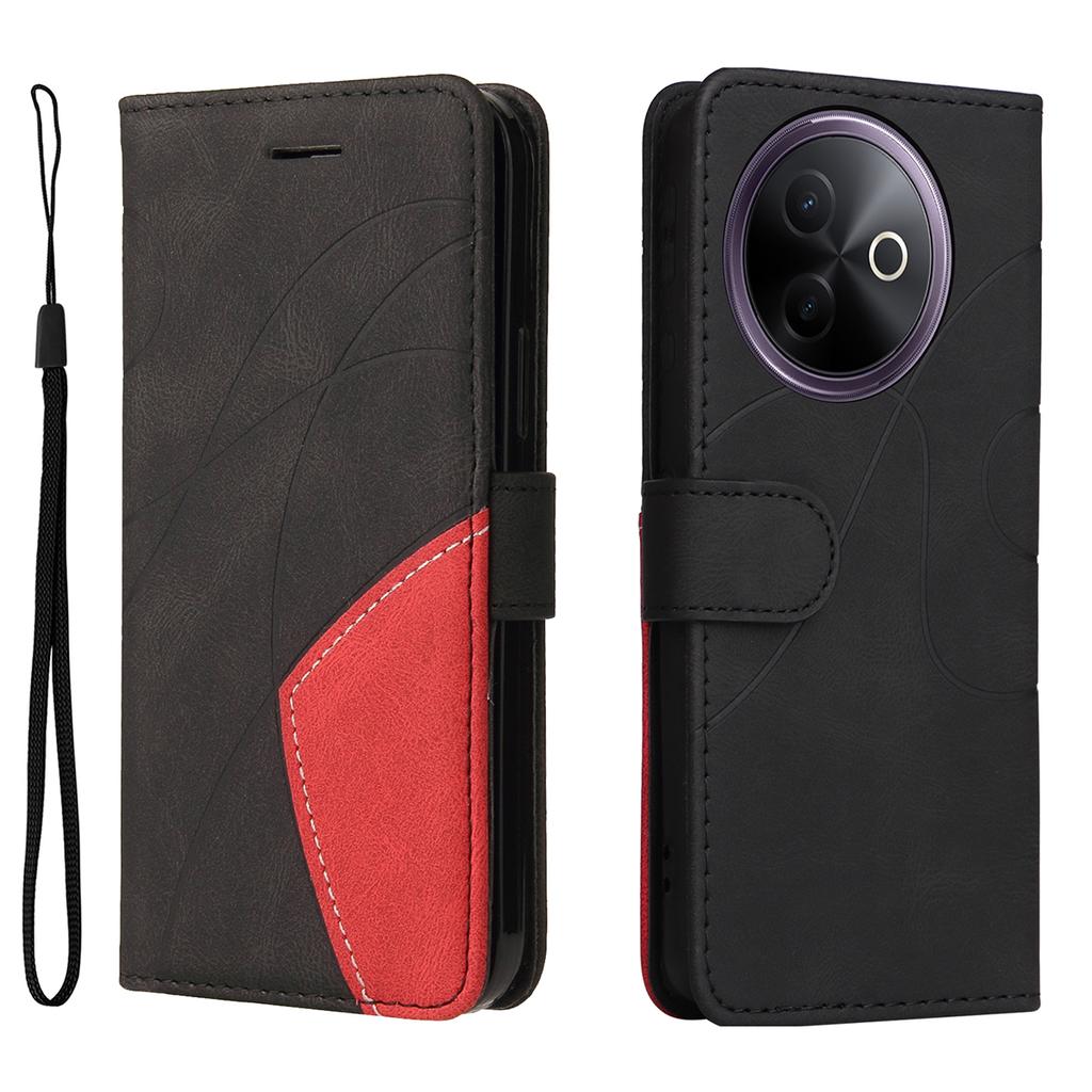 Für vivo Y39 5G Leder Handyhülle Ständer Brieftasche mit zweifarbigem Spleißdesign