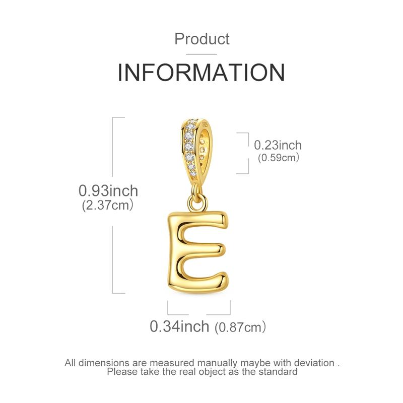 copper Alphabet Charm Bead Charms Bead Charms Golden 26 AZ letters Pendants Compatible With Women Authentic Bracelets Do It Yourself Christmas Gift