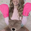 LittleForBig Adult Soft Squeezing Mittens (Baby Soft) with Restraint Band, Sleep Mittens, Thumb Sucking Prevention, Rose