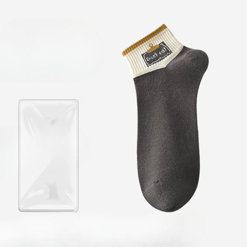 Men's Summer Thin Style Matching Color Embroidered Running Sport Short Tube Cotton Socks
