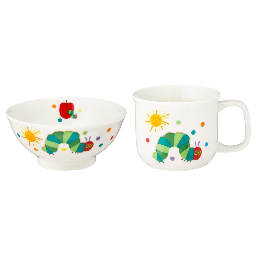 Very Hungry Dinnerware Dishwasher and Microwave Made in 807741 "The Caterpillar" Children's Set, Ceramic, Safe, Children's Dinnerware, Gift, 5-Piece