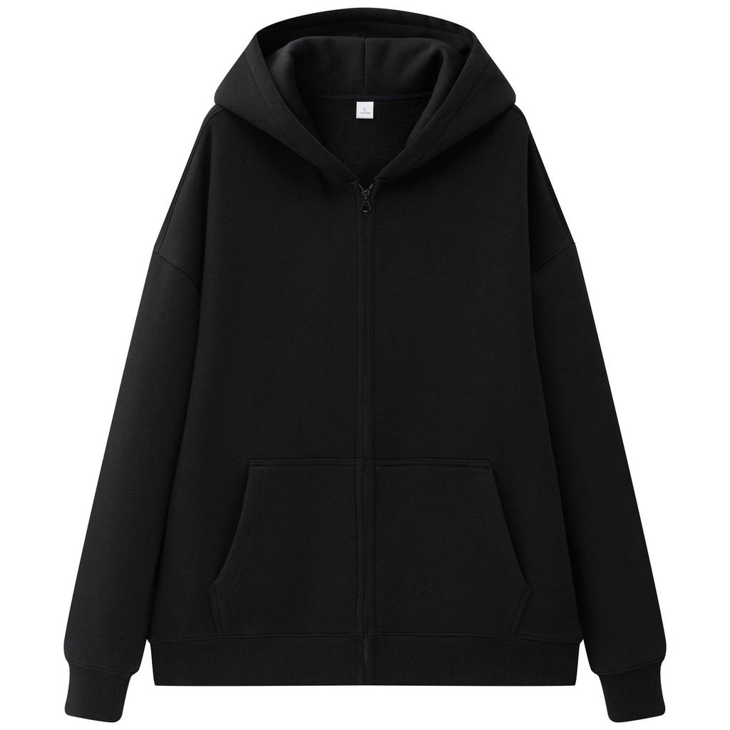 Sino-German Plush 330g Hooded Cardigan Sweatshirt for Men & Women - Custom Workwear with Logo & Printing Options