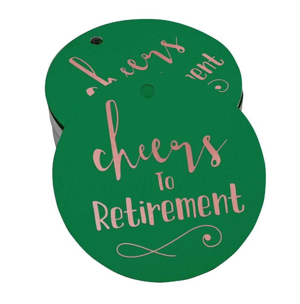 Inkdotpot Pack Of 100 Real Gold Foil Paper Tags Cheers To Retirement Favor Hang