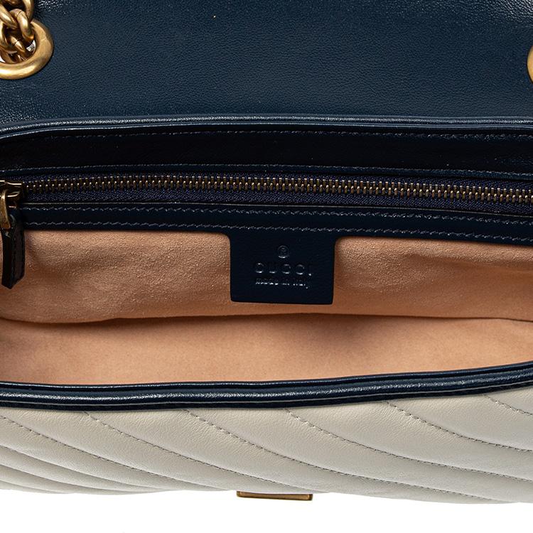 Gucci GG Marmont Color-Blocked Logo Chain Quilted Leather Shoulder Bag Women Shoulder Bag 443497-0OLFX-9085