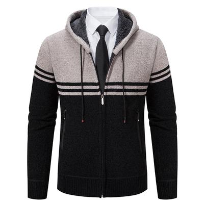 Strickjacke für Herren, neue Herbst- und Winterjacke im koreanischen Stil, samtig, warm, gestrickt, lässige Kapuzenpulloverjacke für Herren