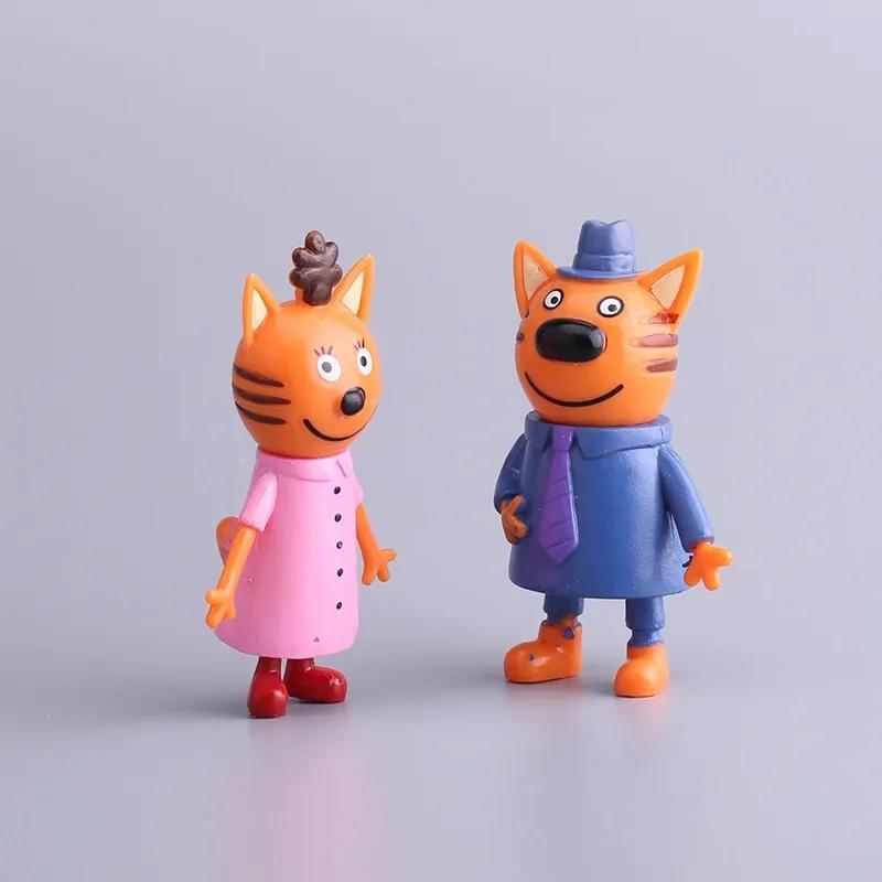 5Pcs/Bag 6-8Cm Russian Cartoon Anime Kid-E-Cats Action Figure Baking Decor Cake Figurine Three Little Kittens Model Cat Kids Toy
