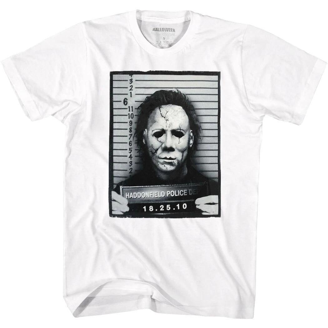 Halloween Michael Myers Mugshot 100% Cotton T-shirt Mens Tees Top 2XL