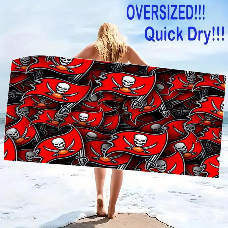 Tampa Bay Buccaneers Logo Print Beach Towel, Large Soft Quick Dry Towel for Beach Camping Swimming
