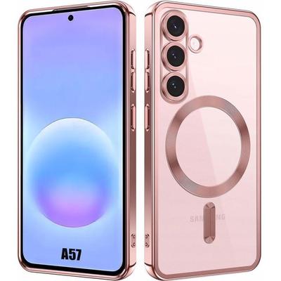 Case for Samsung Galaxy A57 5G, Shockproof Protection Pink Chrome Edge with Magnetic Circle