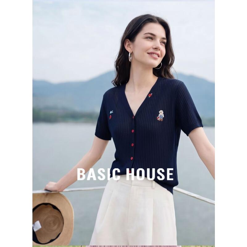 Basic House Tencel Short Sleeve Knit Cardigan M