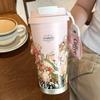 Lily Of The Valley Thermos Cup 316 Stainless Steel Coffee Cup Girls Large Capacity High Value Straw Water Cup