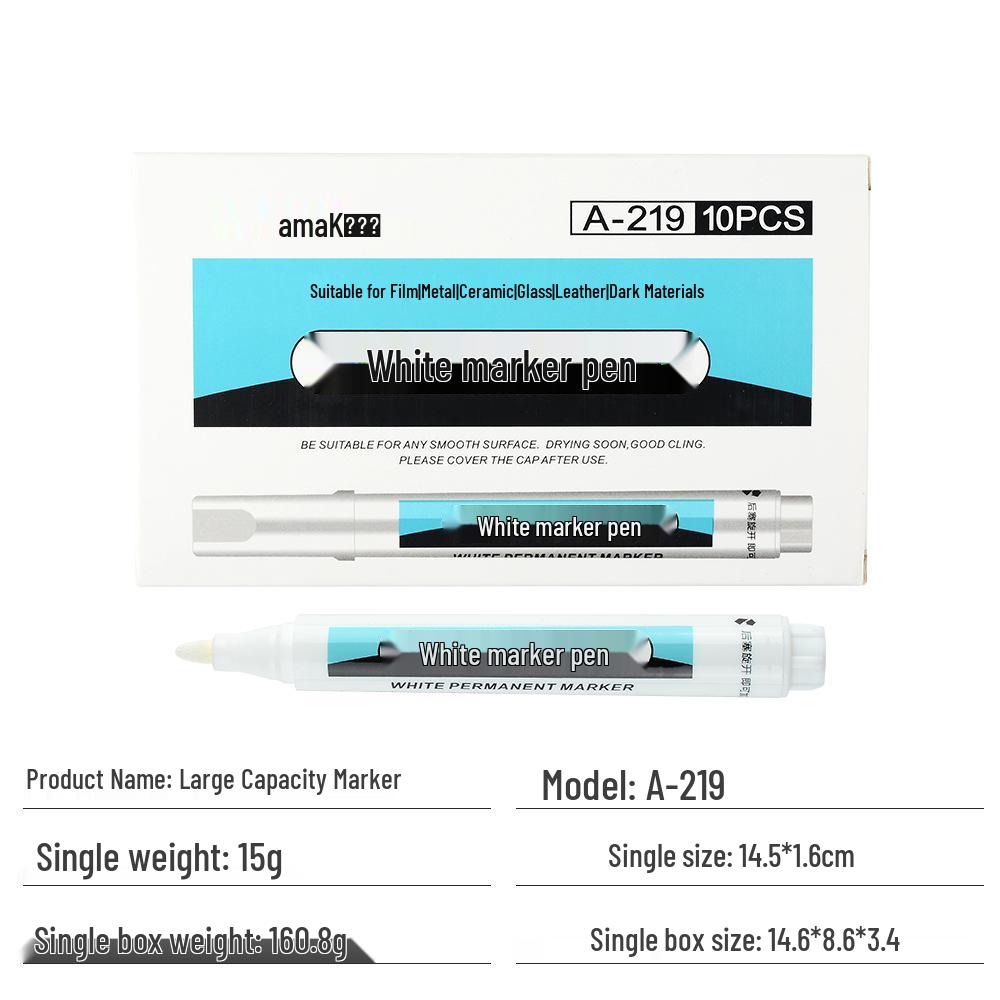 Yamak 219 Refillable Oil-Based White Marker for Blackboard & Car Tire Marking белый