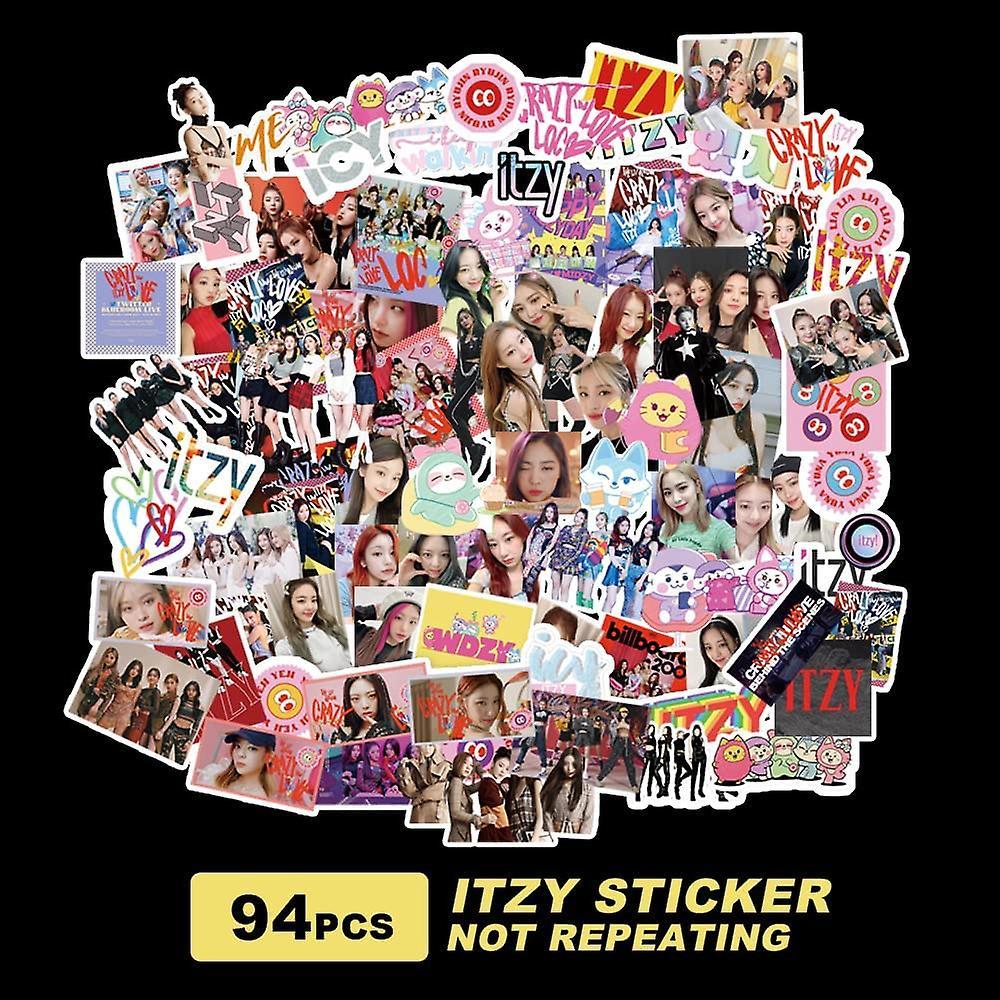 94Pcs ITZY Sticker Pack Crazy Lover Album Sticker Pack Waterproof Sticker ITZY Cartoon Sticker for Fans