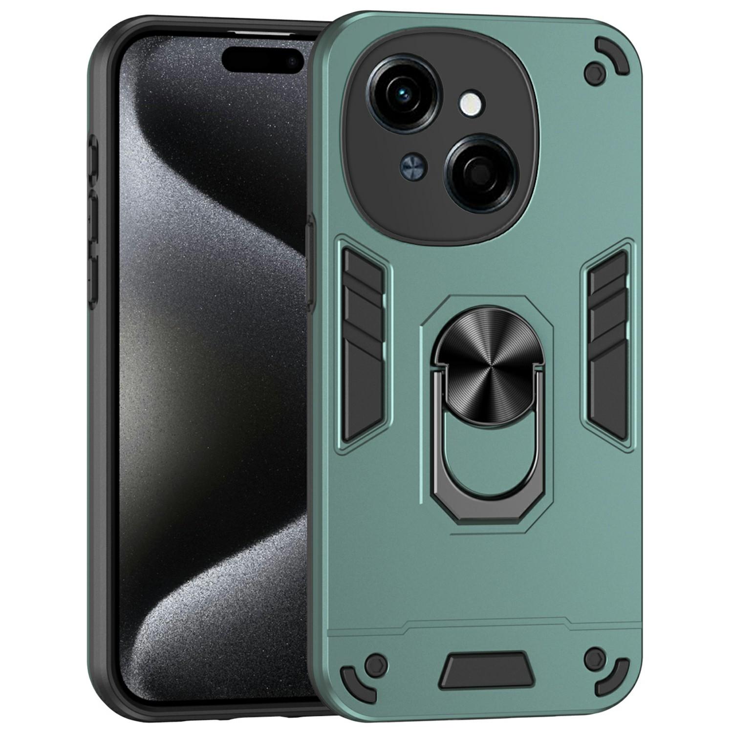 

For TECNO Spark Go 2025/Spark Go 1/Pop 9 4G Case PC+TPU Drop Defend Phone Cover with Ring Kickstand Green