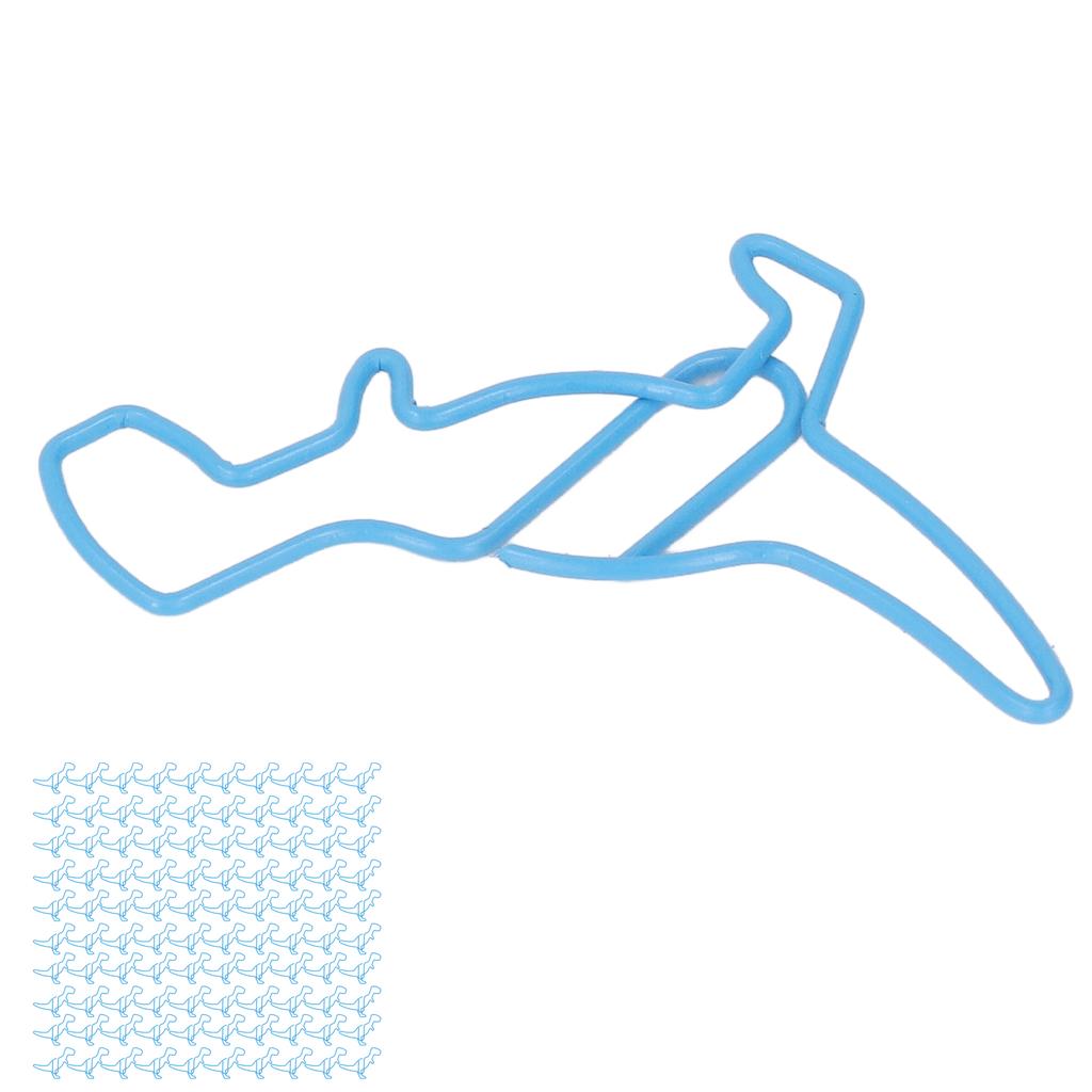 100Pcs Funny Paper Clips Cute Dinosaur Shape Electroplating Process Blue Paper Clips for Offices Home School