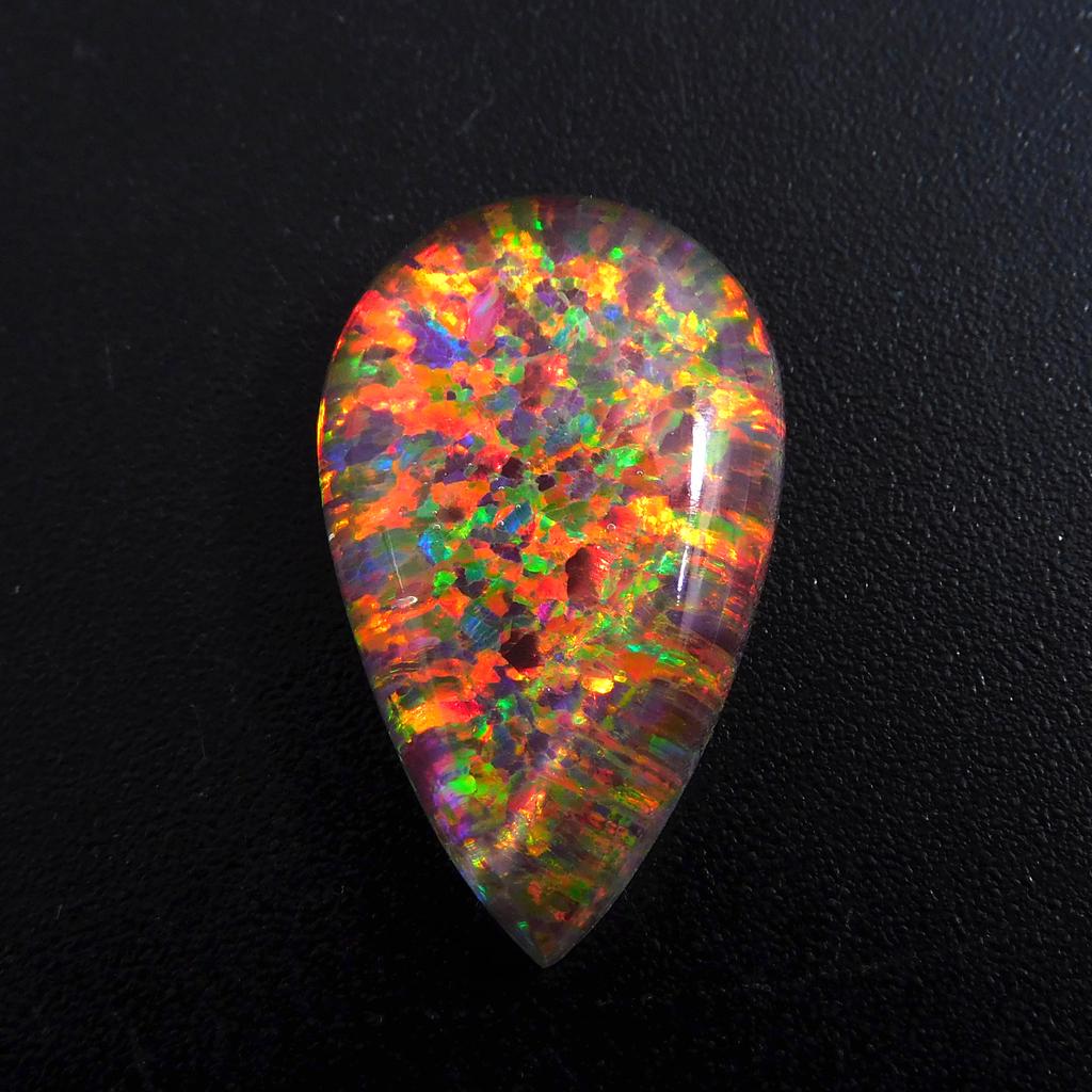 Lab-Created Opal Loose Gemstone Boulder 9.70 ct Pear Cut Multi Color October Birthday Birthstone