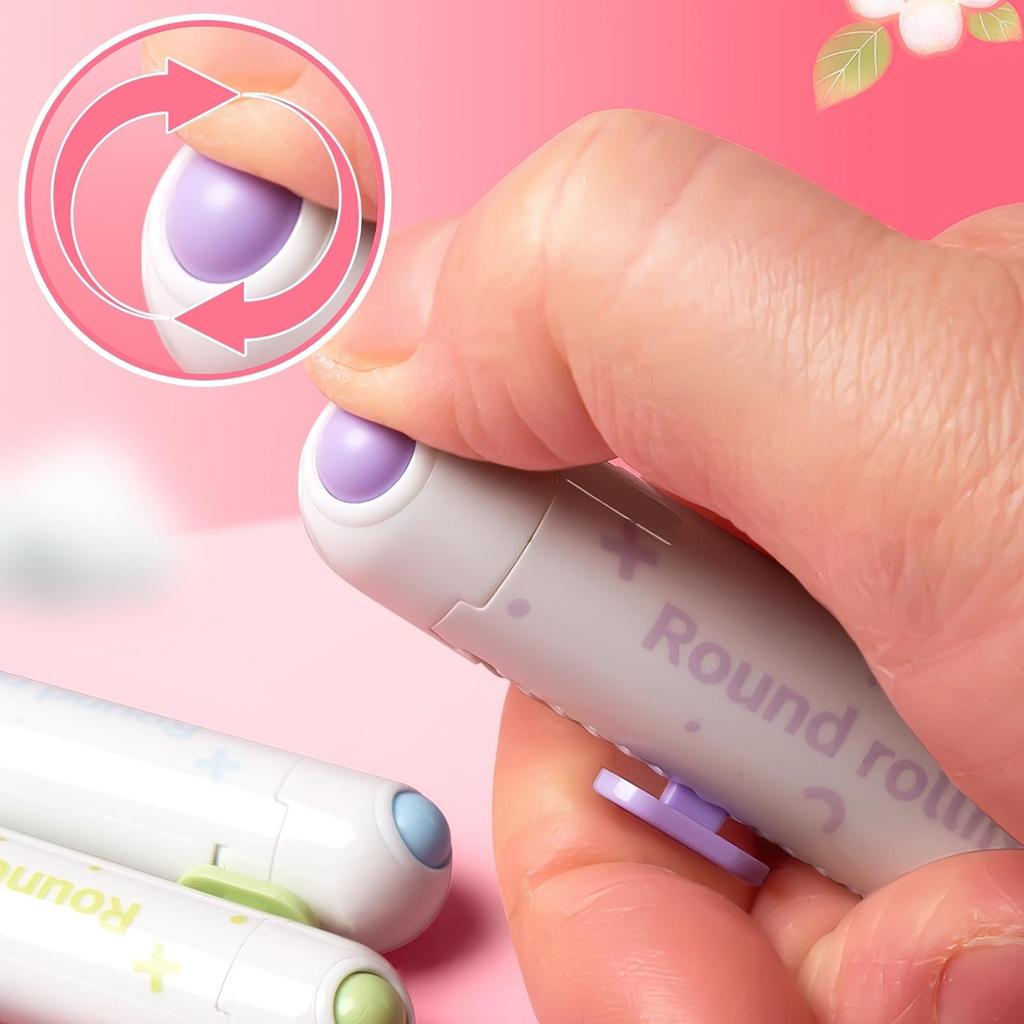 1pcs Round Rolling Eraser Refill Set Soft Color Refillable Less Dust Cleaning Correcting Tools Office School