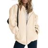 Autumn Women's Thick Solid Color Zipper Casual Long Sleeve Cardigan Pocket Sweatshirt Jacket, Women's Hooded Baseball Jacket