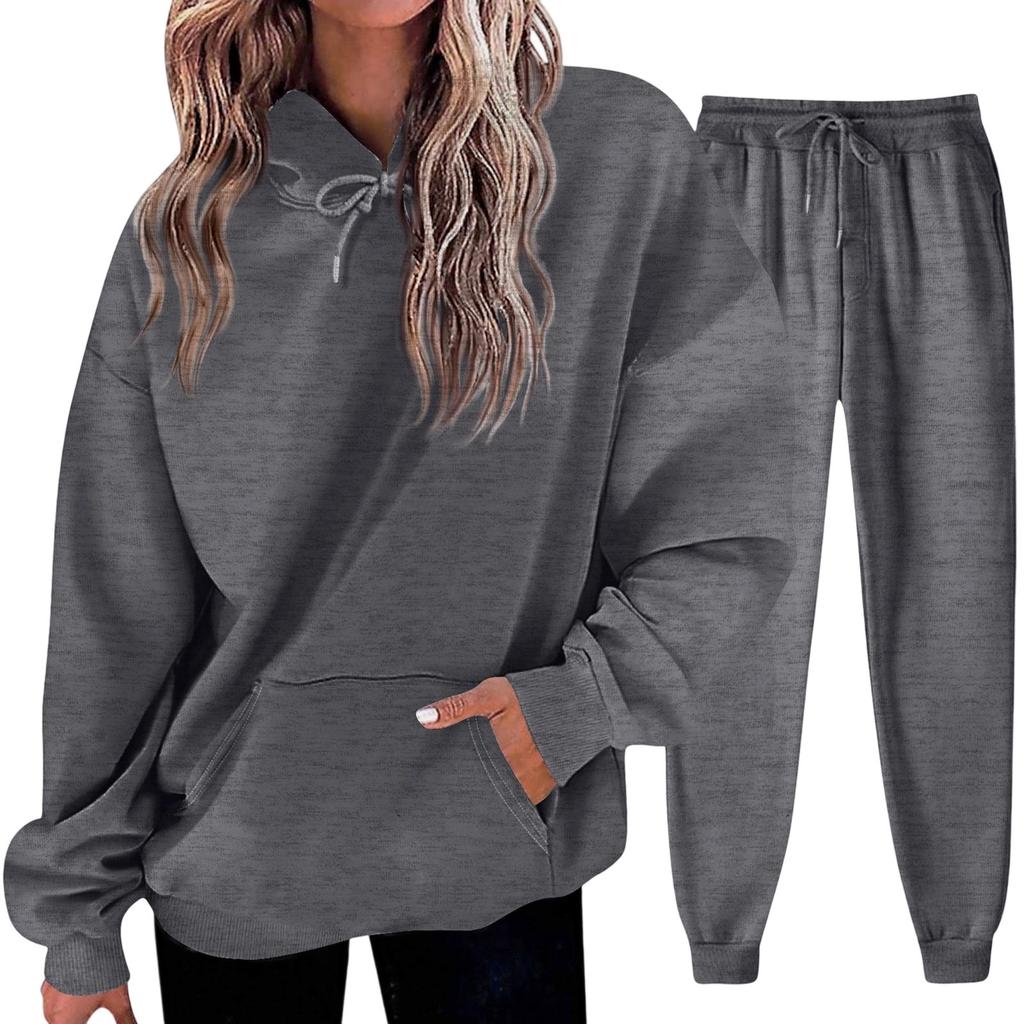 Women's Solid Color Sweatshirt Set (sweatshirt + Sweatpants)
