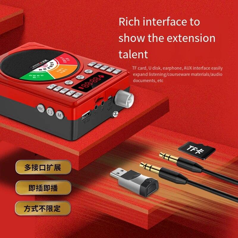 LED displej Mini rádio Bluetooth TF karta Venkovní přenosný reproduktor Vysoce hlasitý reproduktor Vysoce výkonný záznam pro starší osoby