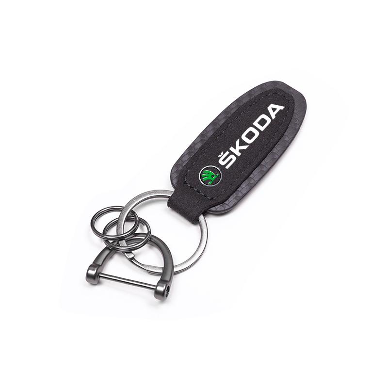 1Pcs Suede Leather Keychain Car Key Ring Accessories For Skoda Kylaq Elroq Kodiaq Octavia Enyaq Kamiq Scala Rapid Superb Karoq knzh54