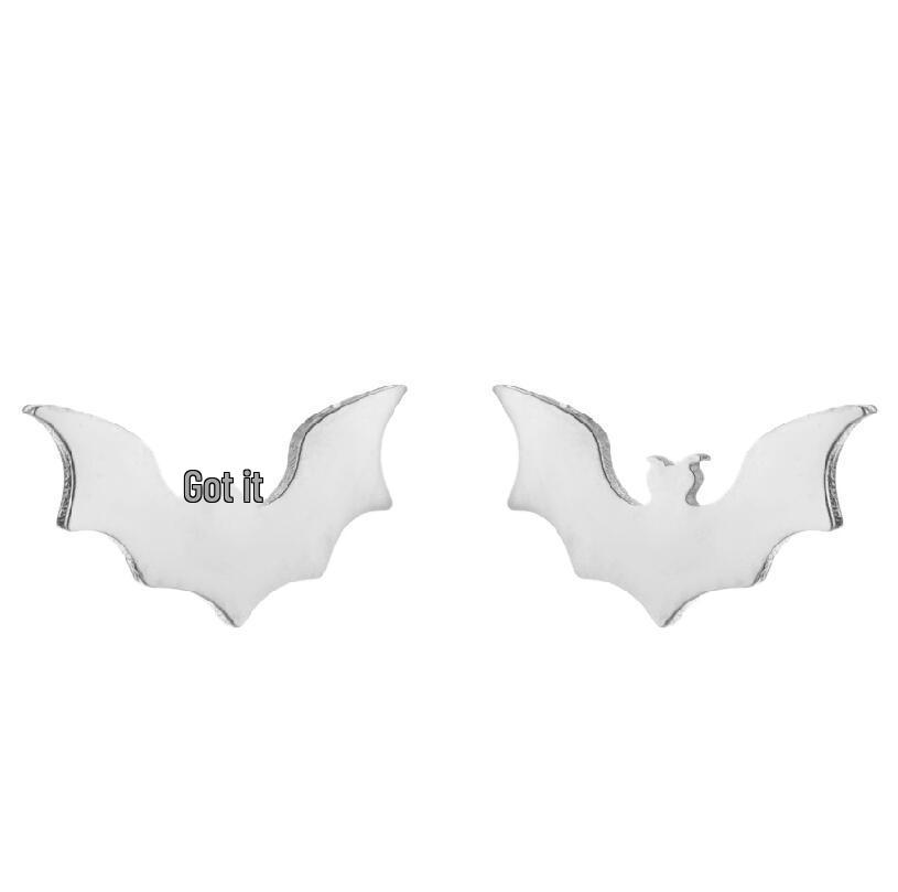 Halloween Bat Stainless Steel Stud Earrings - Minimalist Animal Design for Women, Vintage Christmas Mini Earrings