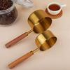 4 Stück/8 Stück Messbecher und Messlöffel mit Holzgriff, Edelstahl, Goldfarbenes Messlöffel- und Messbecher-Set