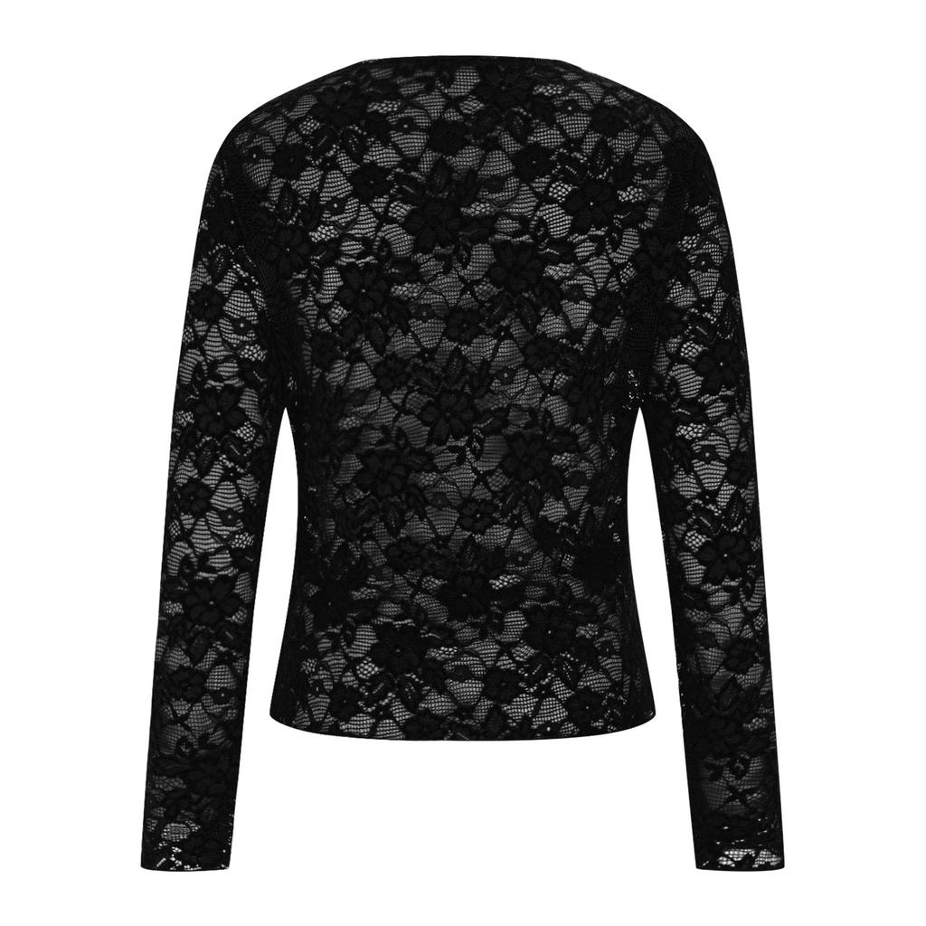 Long Sleeve Lace Shirts For Women Tees Blouses Casual Basic Tops Pullover Spring