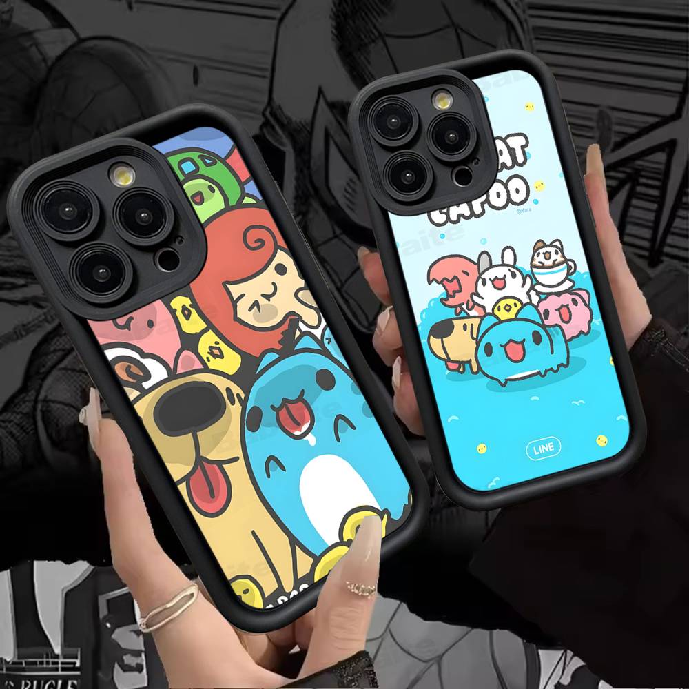 Bugcat Capoo Cute Phone Case For iPhone 16 15 14 Plus 13 12 11 17 Pro Max Pro Soft Cover