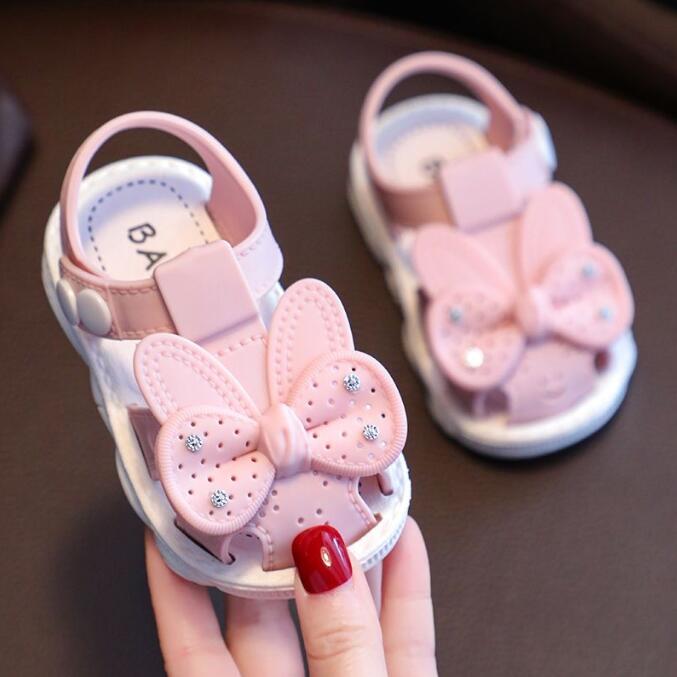 

Solid Bow Children Summer Shoes Cute PVC Beach Non Slip Sandals For Baby Girls Footwear Soft Infant Kids Fashion Sandals 22