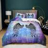 Engel Dämon Flügel Galaxie Bettwäsche Set Fantasy Sternenhimmel Druck Bettbezug Kissenbezüge Mystische Tagesdecke für Schlafzimmer Dekoration